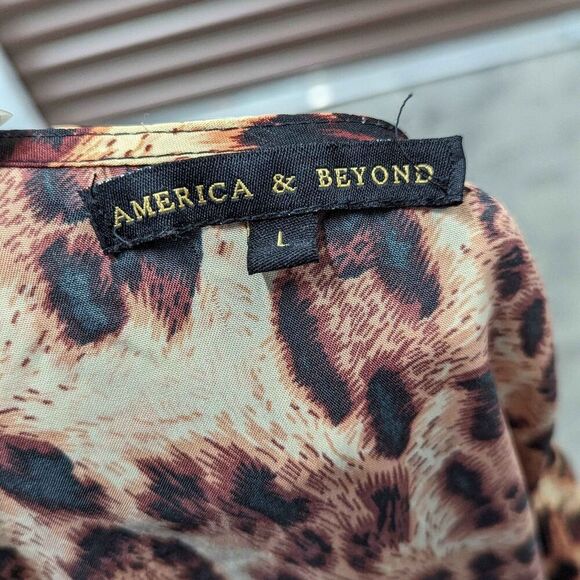 America & Beyond Large leopard print swim cover up long tie front - Picture 8 of 9